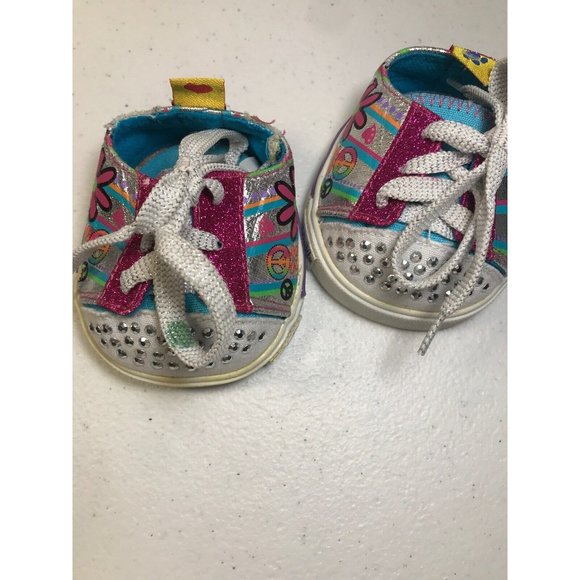 Build A Bear Workshop Twinkle Toes Skechers Shoes Light Pink Sparkly Laces Lot 2 - Picture 3 of 11